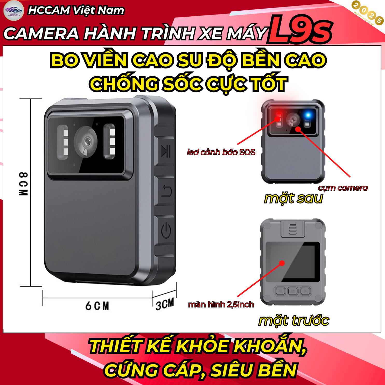 Camera hành trình xe máy L9S Plus Wifi - Ghi hình 1080FHD/2K, Pin 2000mAh, Quay liên tục 4.5-5h, Chống nước IP65, Thiết kế siêu bền, Phụ kiện xe máy/đi phượt/dash cam 6